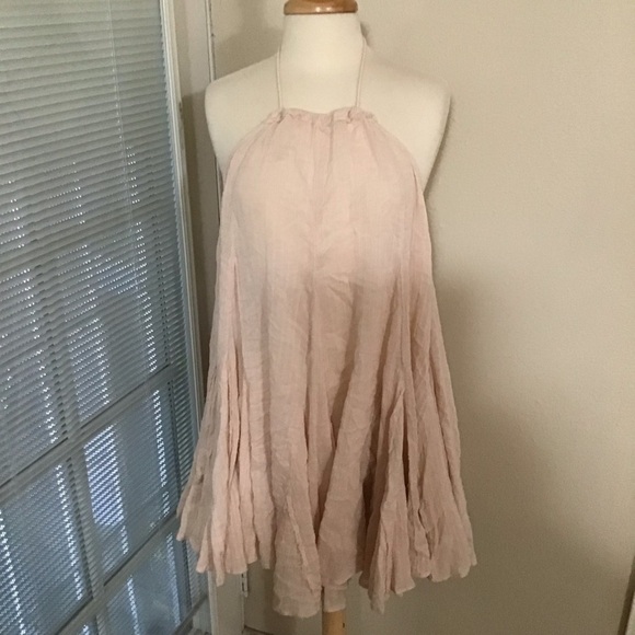 Free people catching rays mini summer halter dress Pebble tan Festival beach XS - Picture 5 of 10